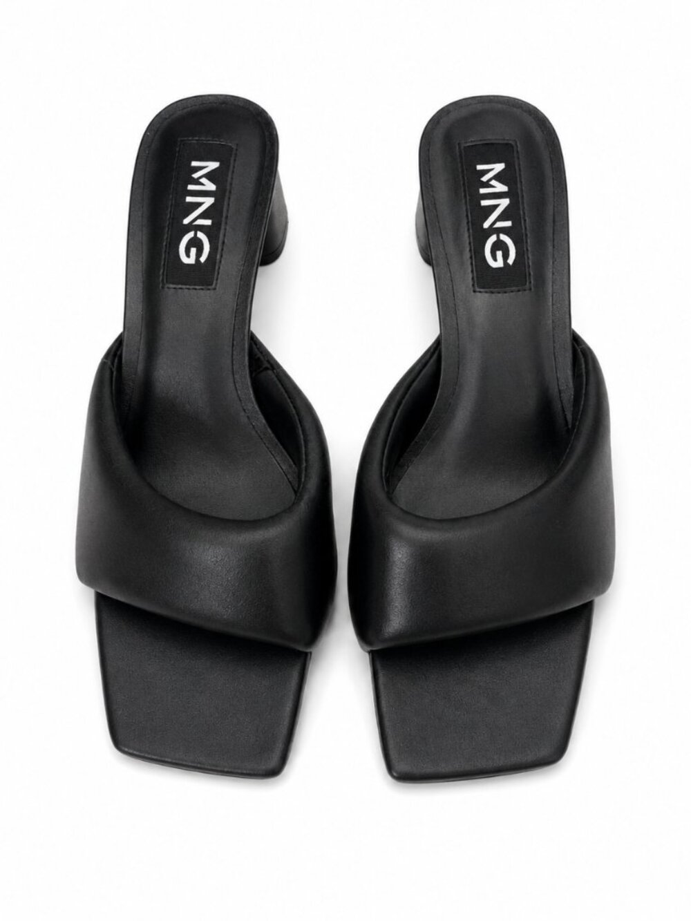 Mango Square Toe Kitten Heel Sandals Black (Size EU 38/US 7.5)